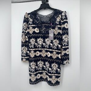 Pretty Angel Women's Large Dress Lace Trim Puff Sleeve NWT